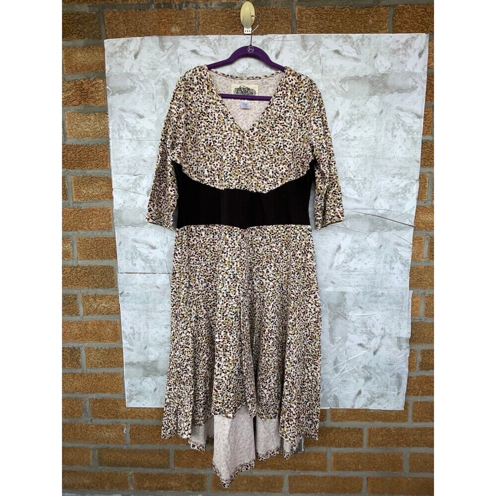 Effie’s Heart V-Neck Fit & Flare Dress | High-Low Polka Dot Knit | Size 2X - Picture 2 of 9